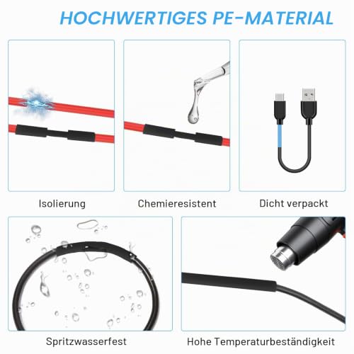 Lectorias 800 Piece Heat Shrink Tube Set, Heat Shrink Tube, Insulation Tube Cable, 5 Colors 12 Sizes, 2:1 Shrink Ratio, for Electrical Insulation and Wire Connections