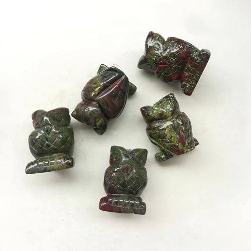 Natural Dragon Blood Jasper Gemstone Owl Crystals and Healing Stones Figurines,1.5 Inches Room Decor Collectibles