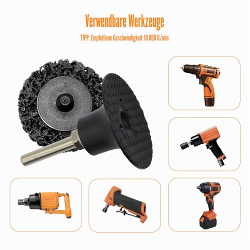 Merryland 20 pieces CSD disc 50 mm color rust black with 6.35 mm shaft | 50 mm rod grinder cleaning disc rust removal disc metal steel coarse cleaning disc coarse grinding disc DGTA022C2 With shaft Black 20pcs
