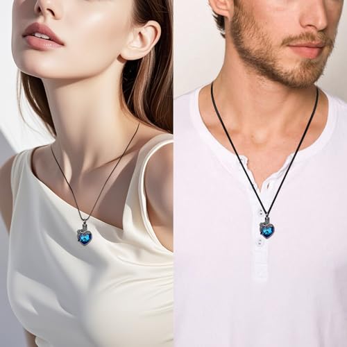 Butterfly Urn Necklaces for Ashes Heart Cremation Jewelry for Women Black-Blue
