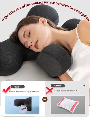 Side Sleep Beauty Pillow,Ergonomic Memory Foam with Removable Cover,Butterfly Shape Wrinkle Prevention Pillow for Protecting Your Hair and Skin