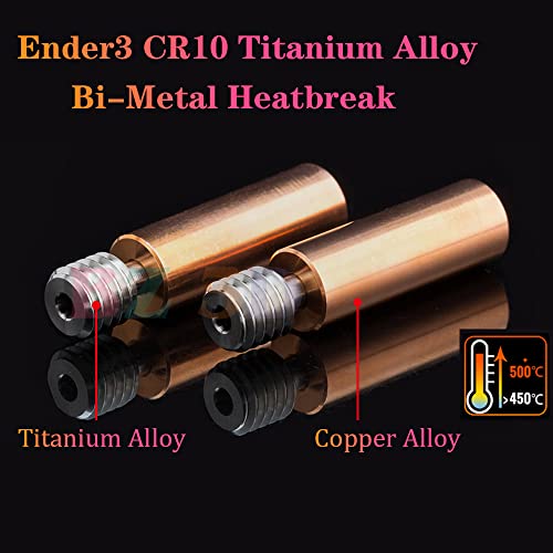 Ender 3 CR-10 Bi-Metal Heatbreak,Ender 3 V2 All Metal BiMetal Heatbreak for Ender 3/V2/Pro/Ender 5/Plus/CR-10/10S/S4/S5/CR-10 V2/V3/Neptune 3/Pro/Plus/Max/Neptune 4/Pro 3D Printer Hotend.(2PCS)