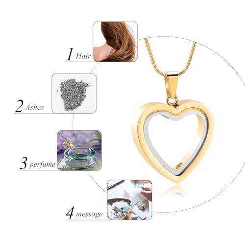 Glass Cremation Jewelry Necklace with Heart for Ashes Stainless Steel Keepsake Urn Ash Pendant Urn Necklace Keepsake for Urn for Memorial Jewelry C