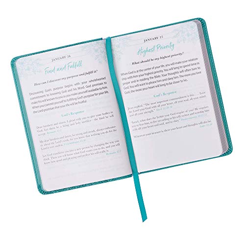 One-Minute With God For Women 365 Daily Devotions for Refreshment and Encouragement Teal Faux Leather Flexcover Gift Book Devotional w/Ribbon Marker
