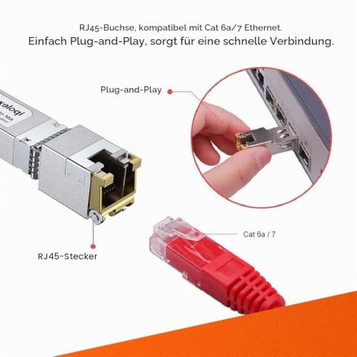 ipolex 10GbE SFP+ RJ45 Copper Transceiver, SFP+ 10GBase-T Module,for Cisco Reach 30-Meter | 10GBase-T SFP+ Ethernet Module, Compatible with Cisco SFP-10G-TS, Ubiquiti UniFi UF-RJ45-10G, Mikrotik S+RJ10, Netgear etc. 1.10GT: 30m(Marvell) 2-1 x