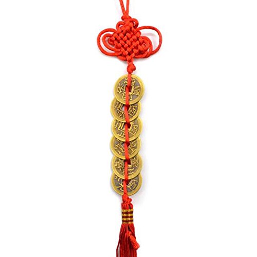4 Pack Chinese Feng Shui Coins Set, Lucky Charm Ancient I Ching Coins 4 Strip Ornaments
