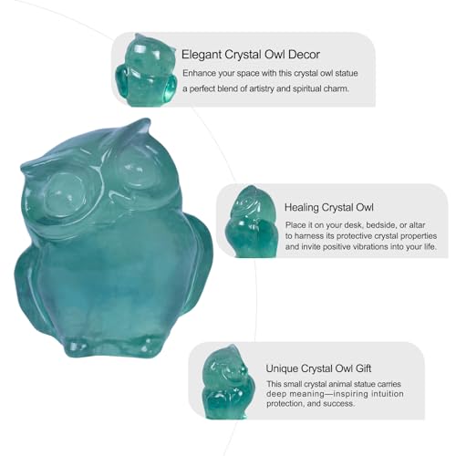 2 Inch Owl Figurine Handcrafted,Fluorite Healing Crystal Animal Sculpture,Home Decor Unique Gift for Collectors,Crystal Artwork Nature Lovers Birthday Anniversary Present Spiritual Gift Fluorite Owl