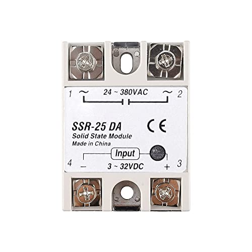 diymore Solid State Relay Module with Plastic Cover, SSR-25DA 3-32V DC Input 24-380V AC Output Pack of 2 2PCS 25DA