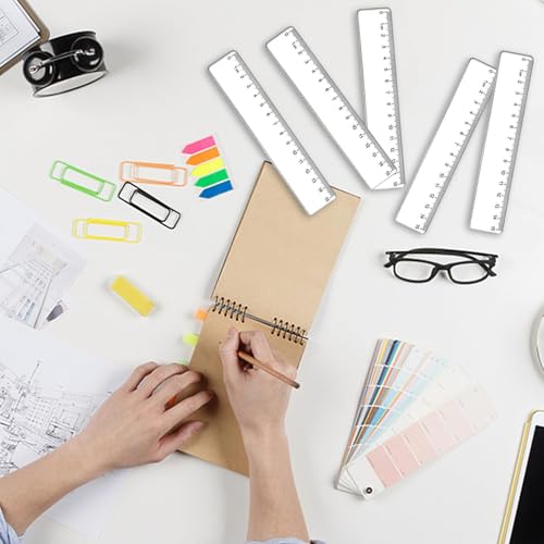 Pack of 5 Rulers 15 cm Primary School, Plastic Ruler 15 cm, Ruler Set Primary School, Transparent Precision Ruler, Ruler with Metric Scale, Ruler 15 cm Flexible, for Office, Home, School