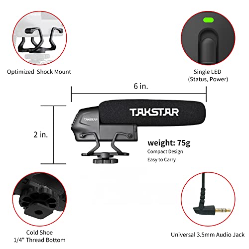 SGC-600 Universal Shotgun Mic for Camera & Phone, 3.5mm with Shock Mount