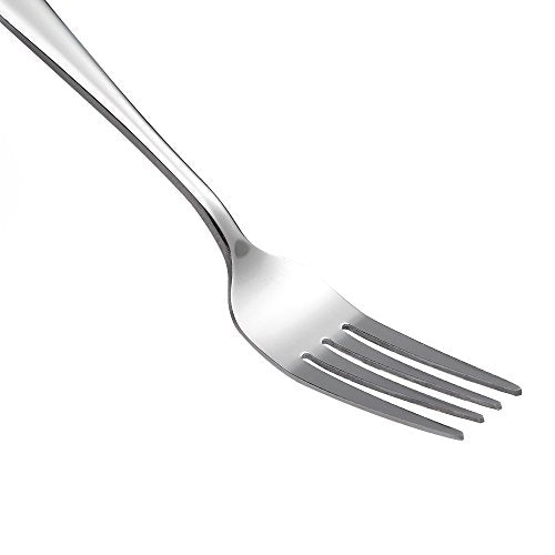 Eslite 24-piece stainless steel salad fork set with 8-inch forks, showcasing sleek, polished design for dinner and salad use.