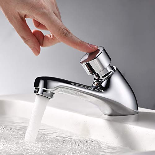 Ibergrif M21901 Chrome Self-Closing Basin Tap, 4–6 Second Timer