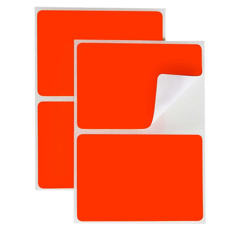 ChromaLabel 2 x 3 inch Removable Color Code Rectangle Labels, 150 Labels per Pack, Fluorescent Red-Orange