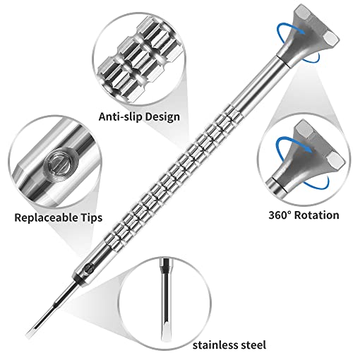 Singcci 10-piece precision watch screwdriver set with slotted and Phillips drivers and replacement blades