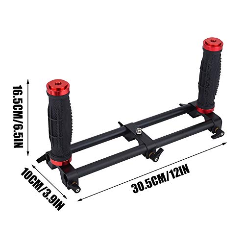 Dual Grip Handheld Stabilizer, Camera Dual Grip Extender Handle Gimbal Stabilizer Rig with 1/4'' Screws and 3/8" Screws for for Feiyu for Moza