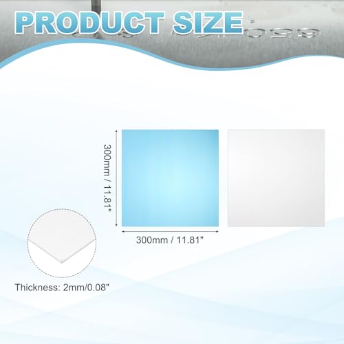 MECCANIXITY 6061 T651 aluminum sheet metal plate, 11.8 x 11.8 x 0.08 inches, silver with protective film