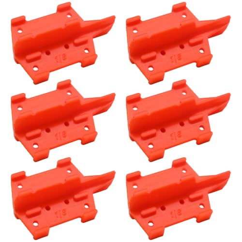 Six-piece Hxcioy ABS deck board spacers in orange, with 1/8 and 3/16 inch spacing options