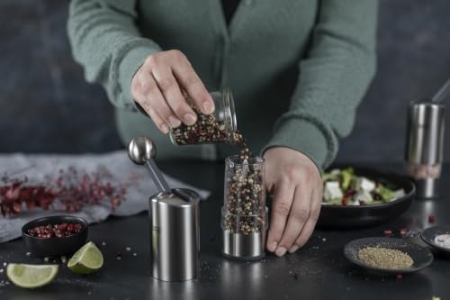 Kuhn Rikon Ratchet Spice Mill Grinder for Salt & Pepper, Stainless Steel Silver