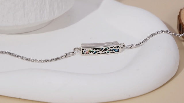 ONEFINITY Urn Bracelet for Ashes 925 Sterling Silver Abalone Shell Hummingbird/Dragonfly/Butterfly/Sunflower Cremation Jewelry for Ashes Keepsake Pendant Locket Bracelet for Women Mom Tree of Life