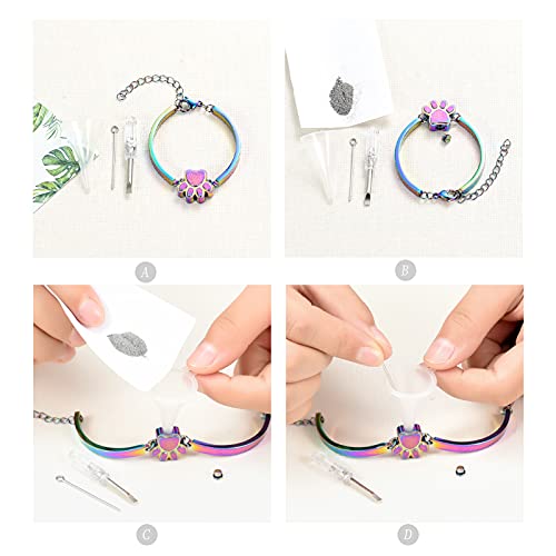 Stainless Steel Paw Print Urn Bracelet Memorial Ash Keepsake Cremation Jewelry Dog Ashes Bracelet Colorful