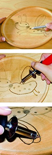 Pyrography Pen with 9 Tips and Stamps, for Burning and Writing, Drawing and Burning on Wood, Leather, Cork and Other Materials, Single