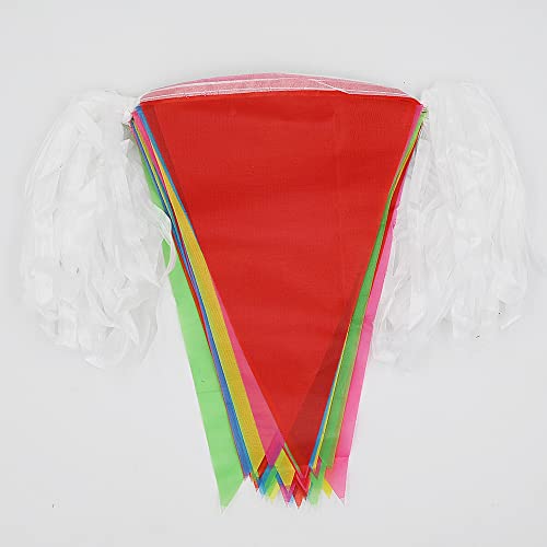 DOJoykey 328ft/100M Bunting Banner, Reusable Nylon Fabric Pennant Bunting with 200pcs Triangle Flags for Mother‘s Day Home Outdoor Garden Birthday Wedding National Day Party Decoration 328ft With 200pcs Flags