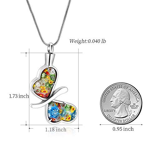 Minicremation Cremation Jewelry for Ashes - Memorial Keepsake for Beloved's Ashes Urn Pendants Butterfly Cremation Necklace for Ashes for Women Silver