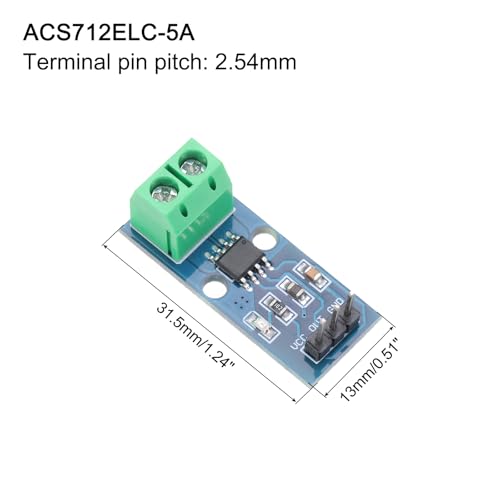 QUARKZMAN 3pcs ACS712 Current Sensor Module 5A Range Hall Effect Current Sensor Current Measurement AC/DC for Current Detection | Current Measurement, Range, For Current Detection