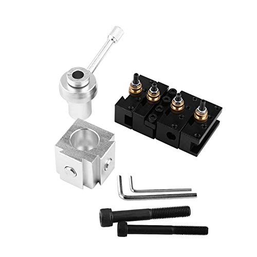Tool Post Set, Aluminum Alloy Mini Lathe Tool Holder Kit for Turning, Facing & Cutting, Compatible with Most Mini Benches (e.g. CJ18A, C2, C3)