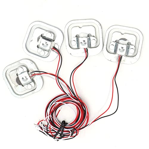 50 kg Weight Sensor Set with HX711 Module, 4 Pieces Half Bridge Strain Gauge, 3 Operating Modes, 2 Analogue Channel Inputs, 34 x 34 mm Sensor