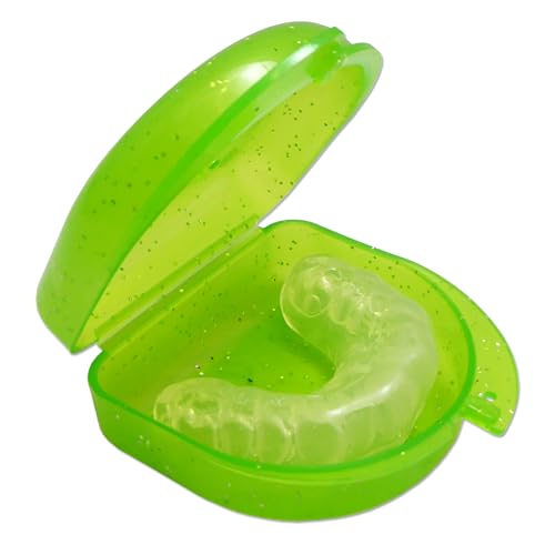 Dental Aesthetics Glitter Mouthguard Case - Mouthguard Box for Orthodontic Holders, Sports Dental Equipment, Dentures & More - Glitter Green, Plastic