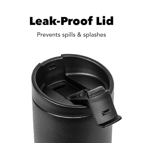 MiiR Flip Traveler 16oz - Double-Wall Vacuum Insulated with Flip Lid, BPA-Free Stainless Steel Construction, Insulated Tumbler for Hot or Cold Drinks Black 16 Ounces