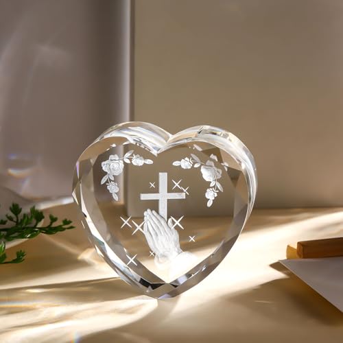 Ornalrist 3D Praying Hand Figurines Glass Religious Gift for Women Ornament Praying Hands