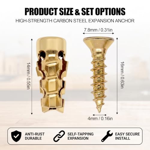 LOGJAM 6×14mm expansion anchors and screws for door hinge repair, 300-piece screw and bolt assortment set
