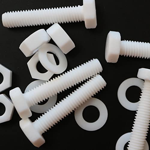 Caterpillar Red PTFE hex head M8 x 40mm plastic bolts, nuts and washers set