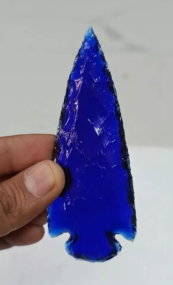 Blue Obsidian Spearhead Arrowhead Crystal for Healing and Jewelry Making Gemston (3 Inch) 3 Inch