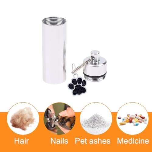 3 Pcs Waterproof Cremation Pet Urns Keychain for Dogs Ashes, Small Urn Memorial Pendant Keychain, Cylinder Cat Dog Urn for Pet Ashes Cremation Keepsake Memorial Ashes Jewelry Silver