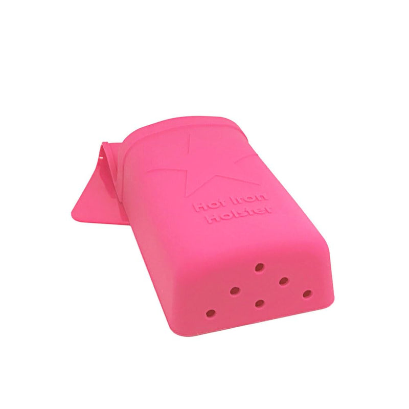 Hot Iron Holster | Adhesive-Free Silicone Storage Pocket for Organization and Travel | Heat Resistant to 500°F | Ideal for Curling Irons, Hair Straighteners, and other Hot Tools Pink