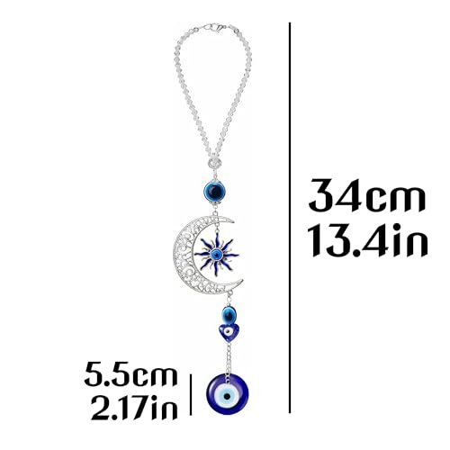Blue Evil Eye Moon Crystal Hanging Ornament - Protection Amulet for Home, Car & Window Decor - Spiritual Gift
