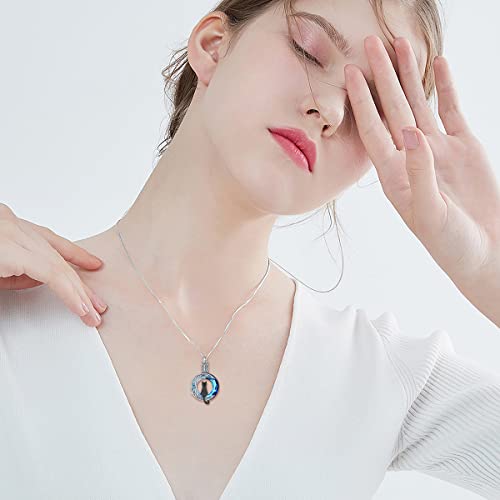 TOUPOP Cat Cremation Jewelry for Ashes Sterling Silver Cat Moon Urn Necklace that Hold Human Pet Ashes Memorial Keepsake Jewelry Black Cat