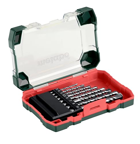 Metabo 626706000"Promotion" 8-piece masonry drill bit storage case. | Robust set for impact drills, carbide plate 130 degrees, in plastic case, diameter: 3 to 10 mm, 626706000 1 multi-coloured