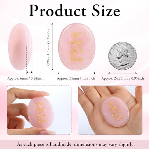 Rose Quartz Thumb Worry Stone Anxiety Stress Relief Reiki Gemstone Healing Crystals Energy Balancing Spiritual Therapy Meditation Gifts for Women Men Rose Quartz