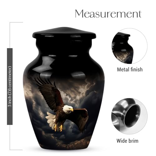 Black Eagle Fly Urns for Ashes Adult Male -Small Urn for Ashes Adult man Black Eagle Fly Small