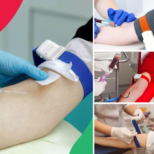 Vein Stomach, 4 Pieces Storage Hose, Tourniquet, Storage Tube Blood Draw, Vein Congestion Blood Drain, Fast Tourniquet, Nurse Tourniquet, Closed System for Doctors, Nurses and Medical Emergencies Dark blue + orange + black red