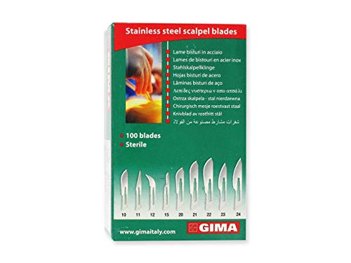 Gima Stainless Steel Blades, N20, Sterile (Pack of 100), scalpel blade