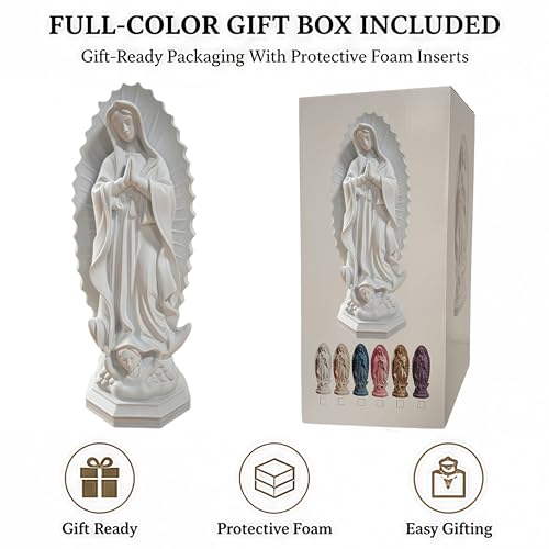 Our Lady of Guadalupe White Resin Statue 7.5in 1-Pack
