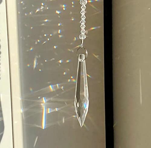 Hidden Hollow Beads Crystal Suncatcher Rear View Mirror 30mm Hanging Ornament Rhinestone Beaded Design Indoor Window & Home Décor (1 38mm Icicle Crystal) 1 38mm Icicle Crystal