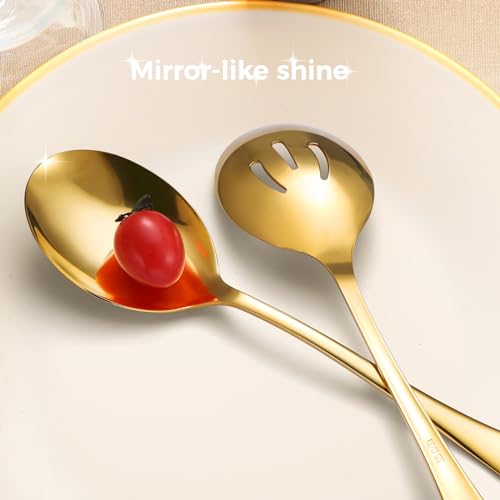 Serving Spoons Set, 6PCS, 10-Inch, Includes 6 Large Spoons, Gold 6 Piece Set - All Large