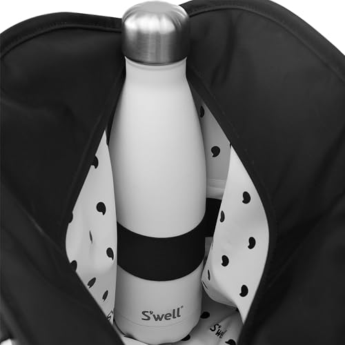 S'well Insulated Lunch Tote 10L, Onyx, Leakproof Lining With Waterproof Zip Closure, Multiple Pockets For Packing, Inner Strap Holds Water Bottle, Fits S'well Salad Bowl Kit Or Bento Box