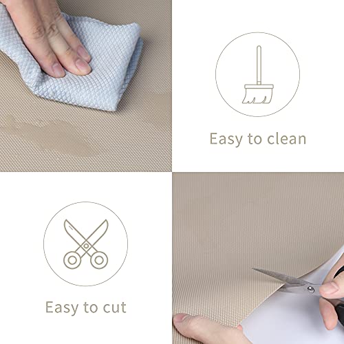 Kitchen Shelf Liner Drawer Liners, Non-Adhesive Refrigerator Liners Waterproof Fridge Mats with Strong Durable Kitchen Cabinets Mat for Drawers, Shelves, Pantry Khaki 23.6"W x 157.5"L